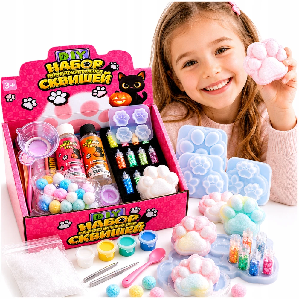 „XXL“ rinkinys „Cat's Paw“, „pasidaryk pats“ „Squishy Slime Squishy Squishy“, skirtas 3 ir vyresniems vaikams