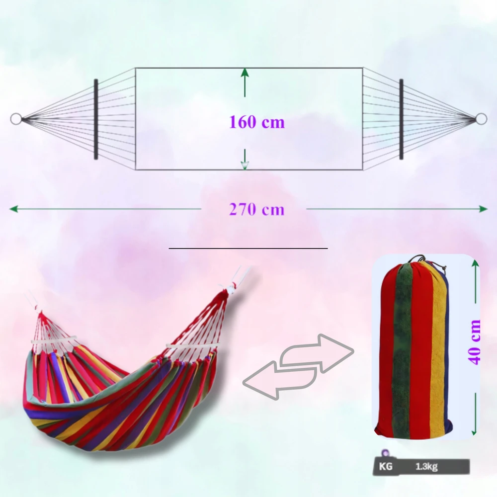 Xxl Sodo Hamakas 250x150 cm, 280 kg, su transportavimo maišeliu