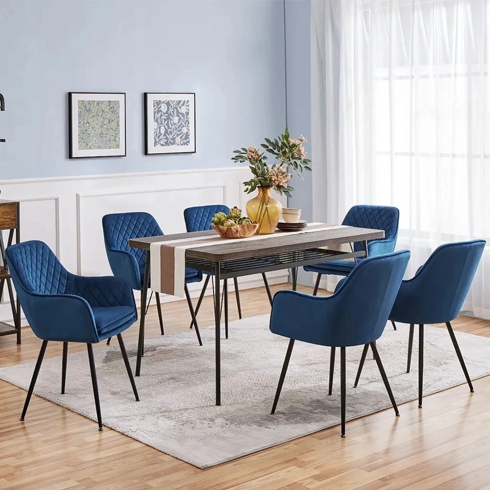Yaheetech Svetainės valgomojo kėdžių RINKINYS iš 2 LOFT minkšto mėlyno VELVET