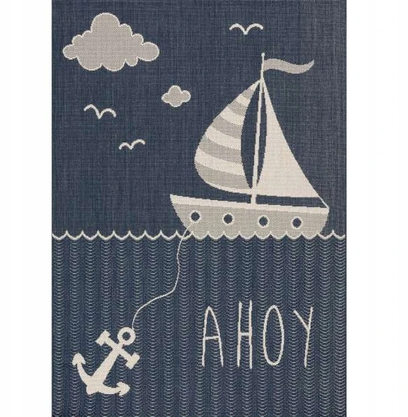 Yellow Tipi Geltona Tipi Dywan Sailboat 160x230cm tamsiai mėlyna