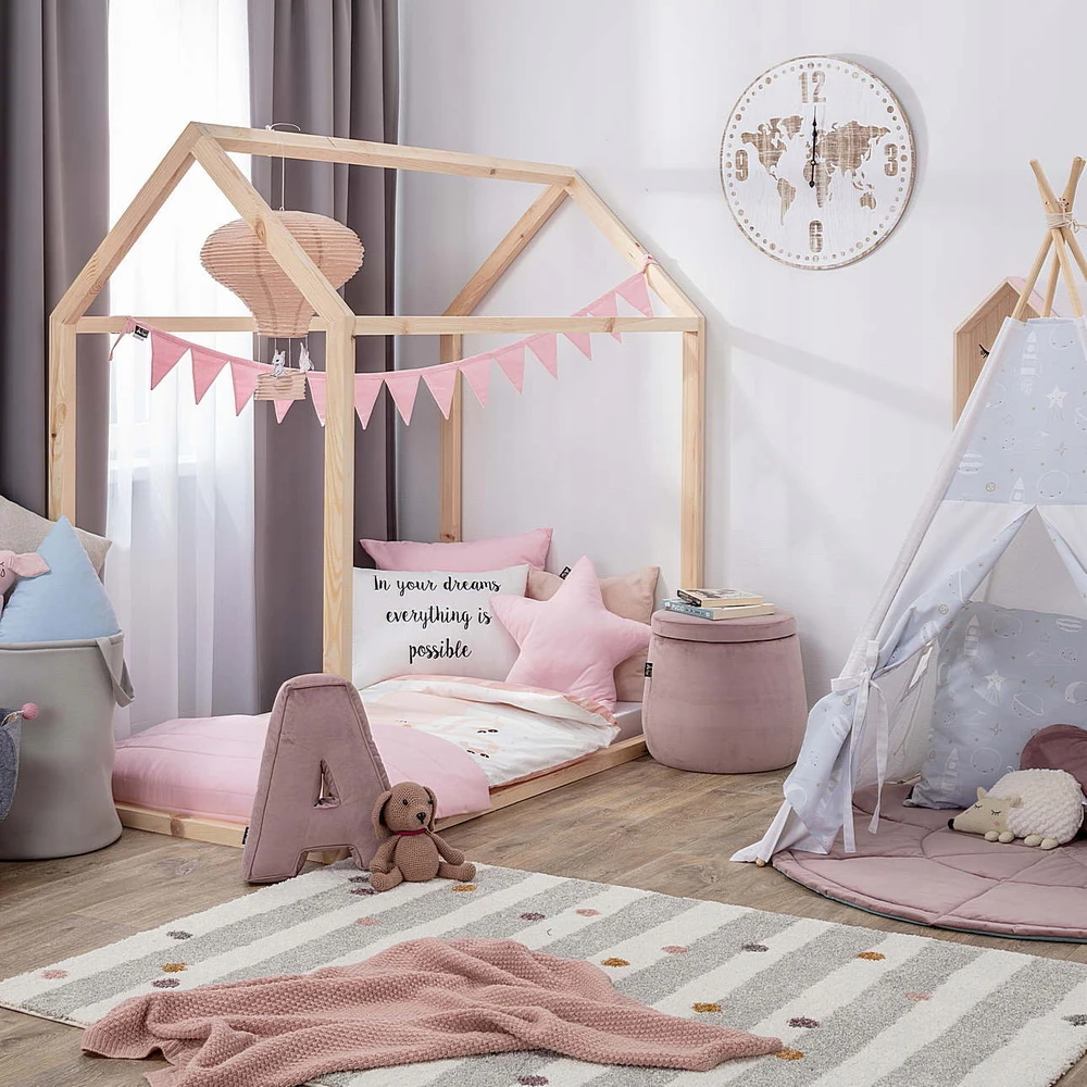 Yellow Tipi Geltona Tipi Dywan Stripes and Dots beige 120x170