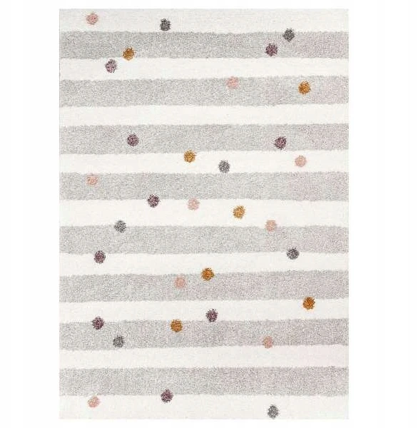 Yellow Tipi Geltona Tipi Dywan Stripes and Dots beige 120x170