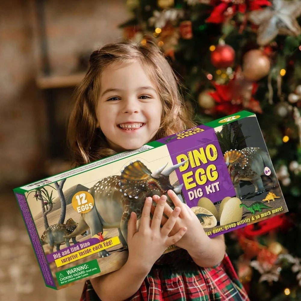 Zabawki Ewy Dinozaurų kasyklos archeologinių kasinėjimų rinkinys su 12 didelių kiaušinių
