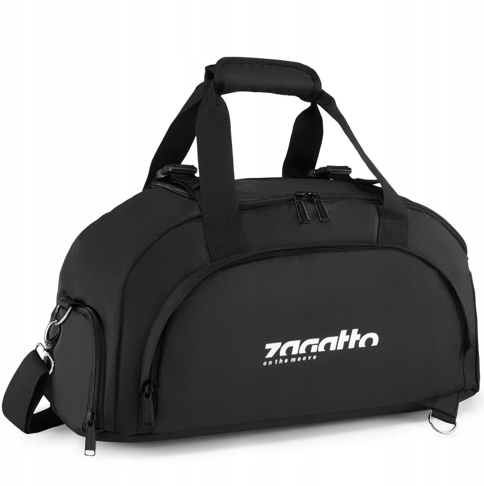 Zagatto 2in1 sportinė tašė-kuprinė, juoda, kelioninė, su skyriumi batams