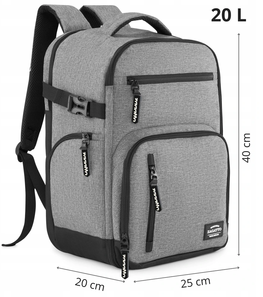 Zagatto kelioninis rankinis bagažo dydžio 40x25x20 cm pilkas