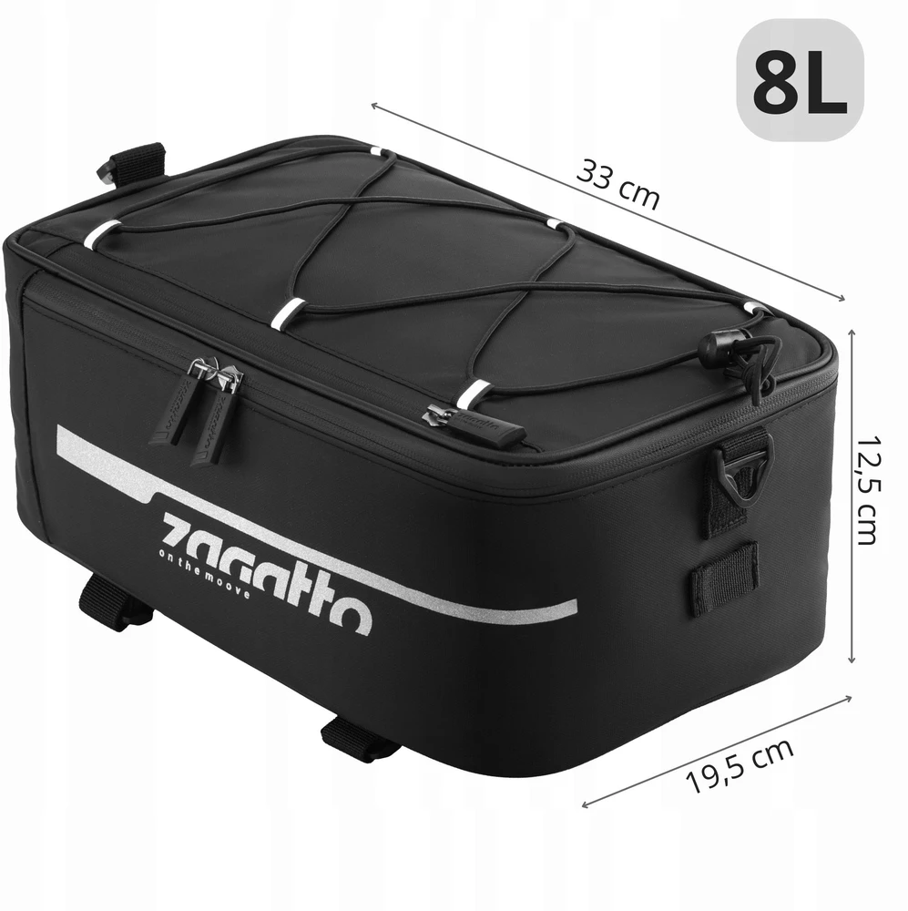 Zagatto® Vandeniui atspari dviračio bagažinės krepšys, 8l