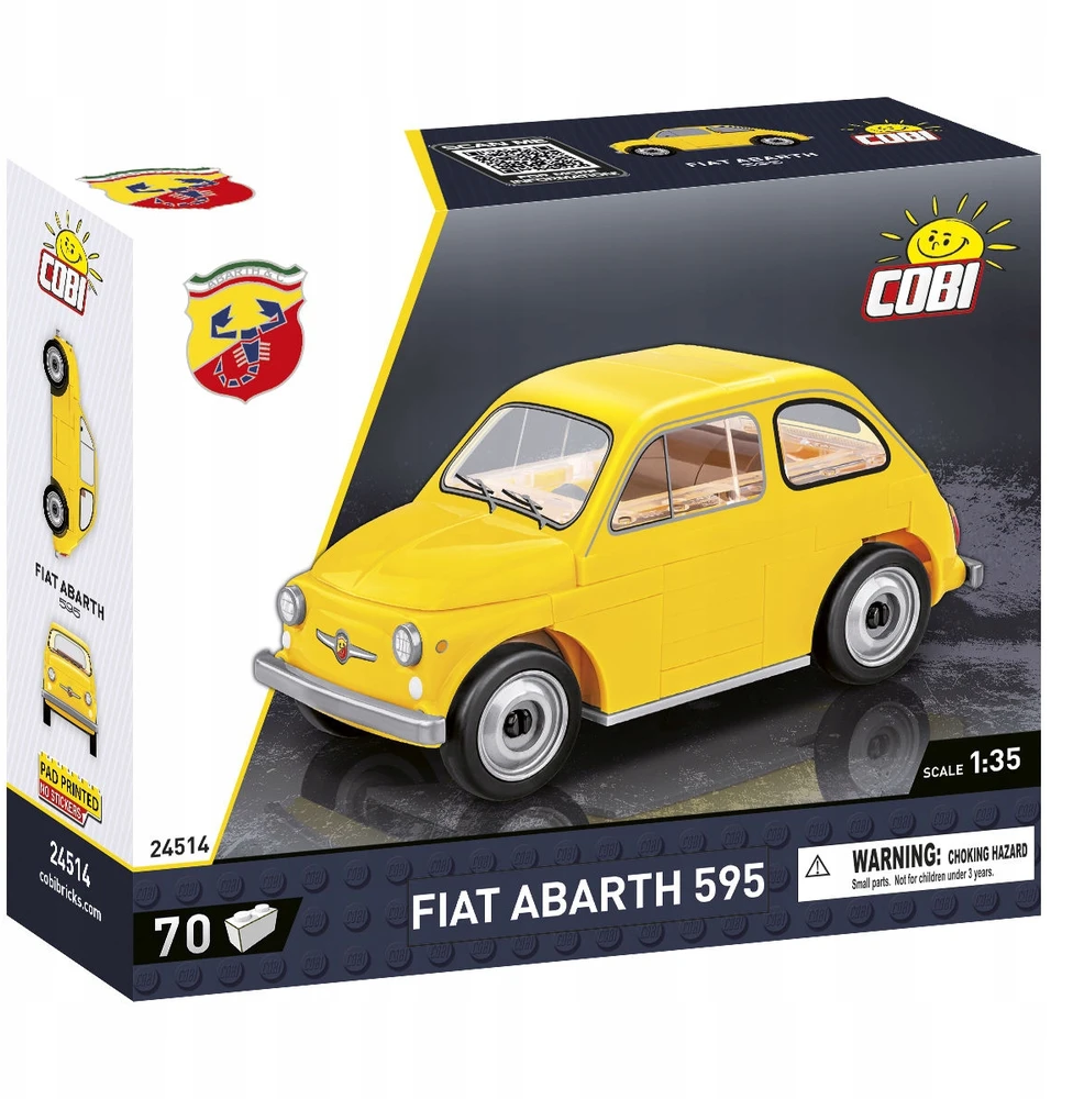 Žaidimai ir žaislai - Cobi - Fiat Abarth 595 - Geltona - Modelis COBI-24514 - Surinkite patys