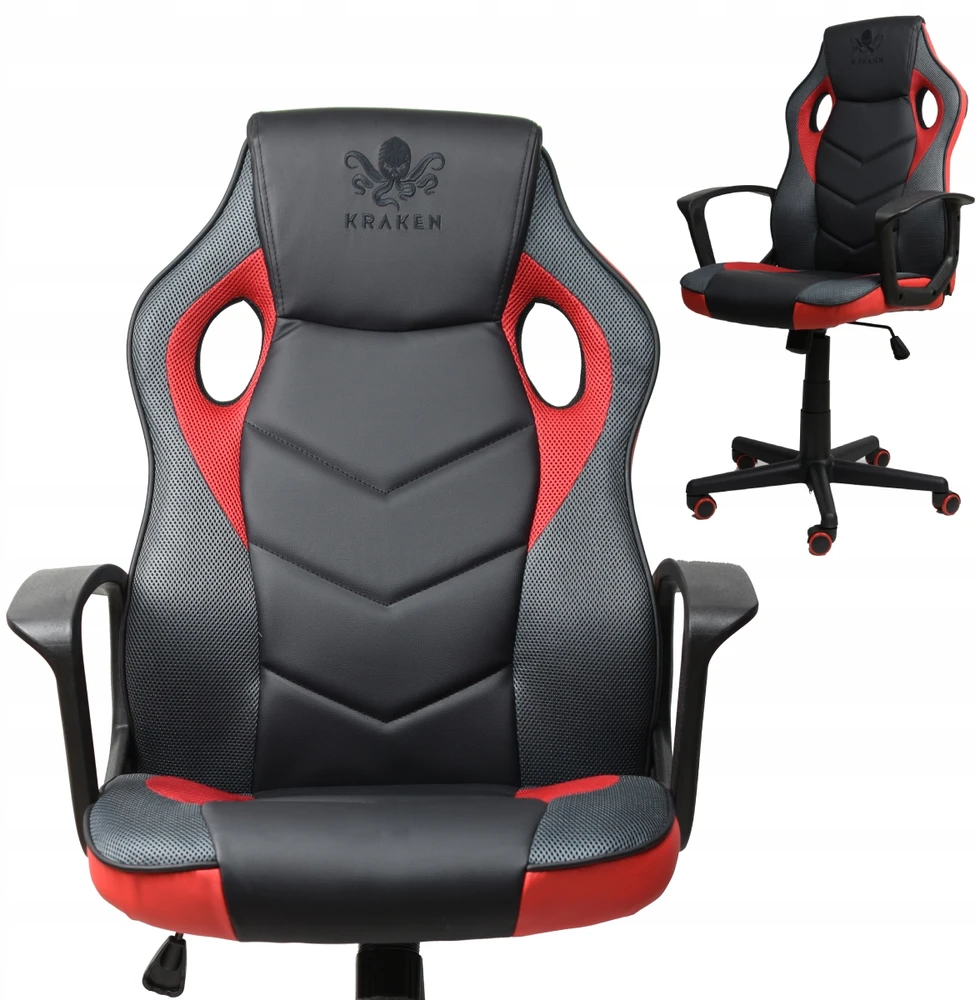 Žaidimų kėdė Kraken Chairs Delta, juoda/raudona
