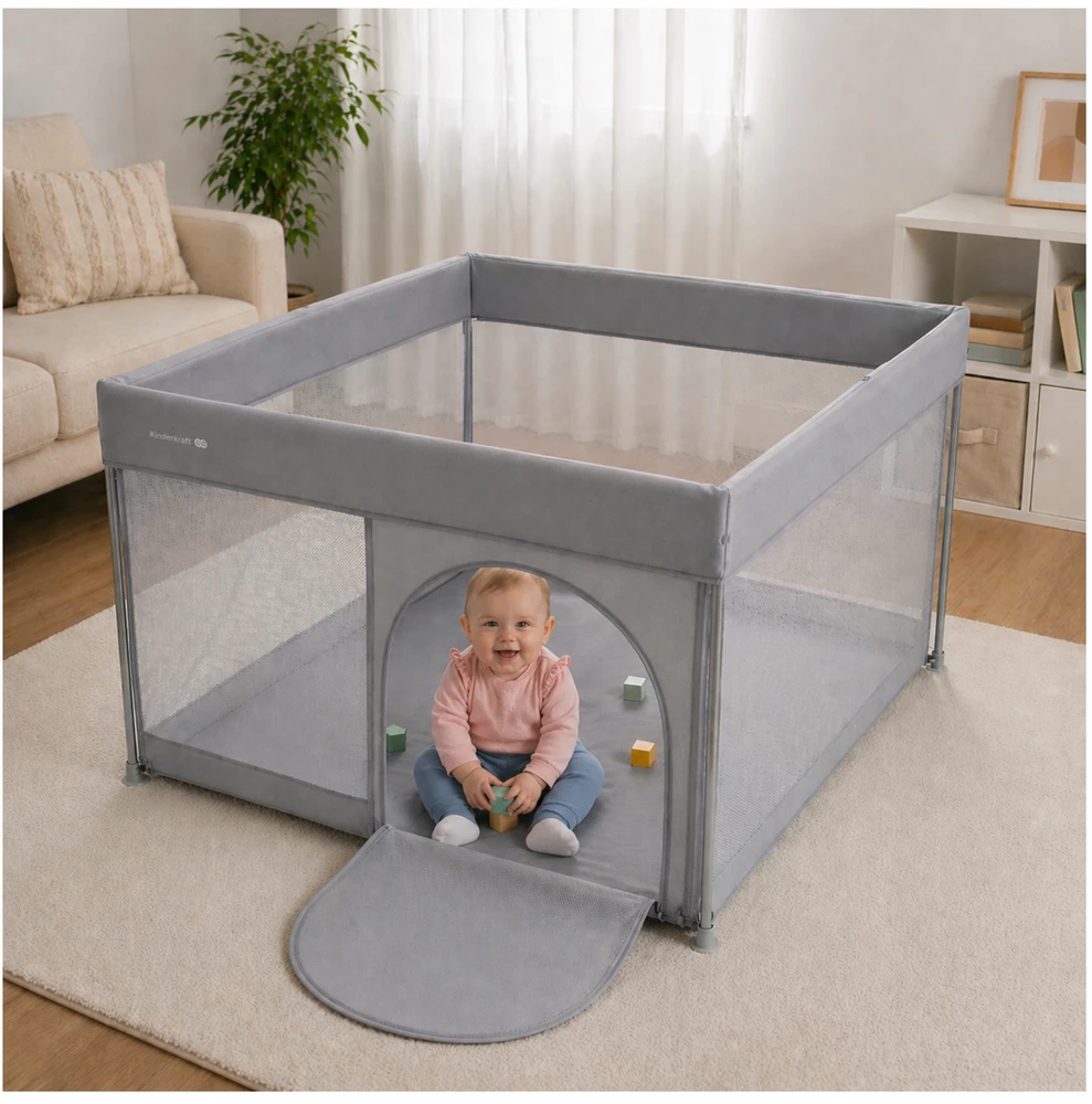 Žaidimų maniežas Kinderkraft Ziki Pilkas
