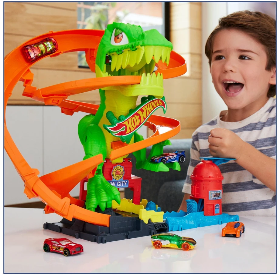 Mattel HOT WHEELS CITY rinkinys – Dinozauras gaisrinėje (JBM73)