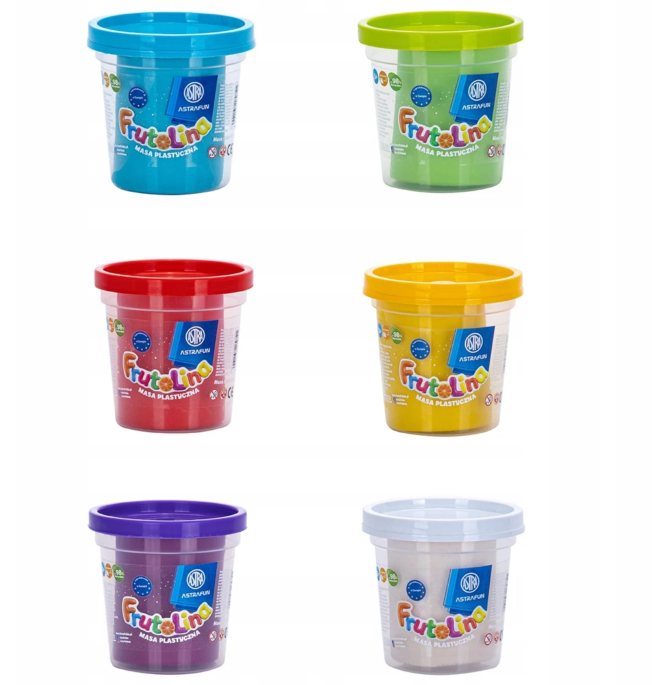 Žaidimų tešla Dovanų vaikams plastikinė masė Frutolina ASTRAFUN 6×100g