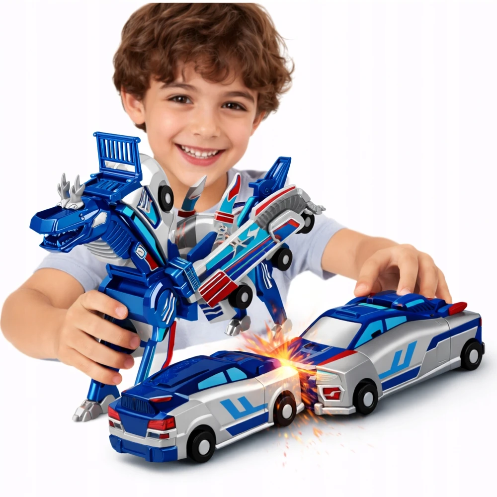ŽAISLAI VAIKAMS MAGNETINIAI AUTOMOBILIAI ROBOTŲ FIGŪRŲ DOVANŲ RINKINYS 2in1 Mini