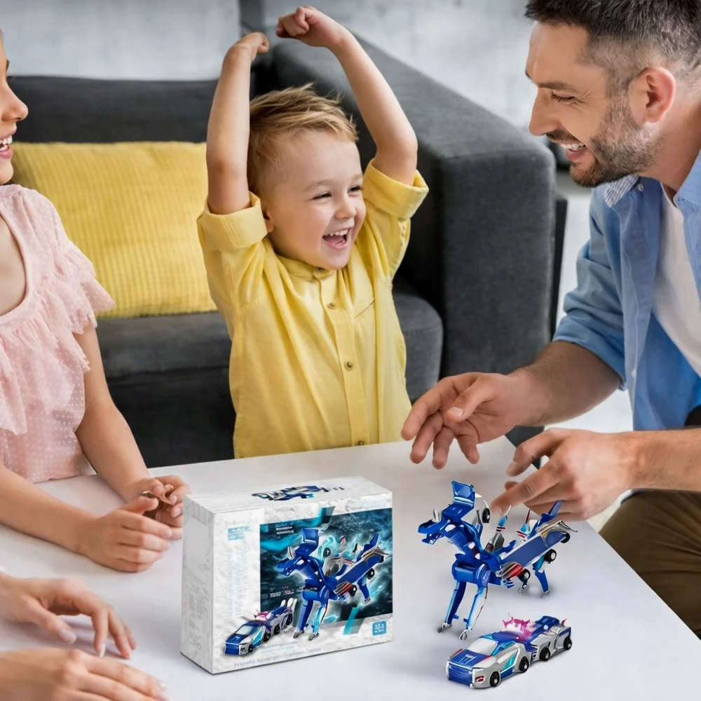 ŽAISLAI VAIKAMS MAGNETINIAI AUTOMOBILIAI ROBOTŲ FIGŪRŲ DOVANŲ RINKINYS 2in1 Mini