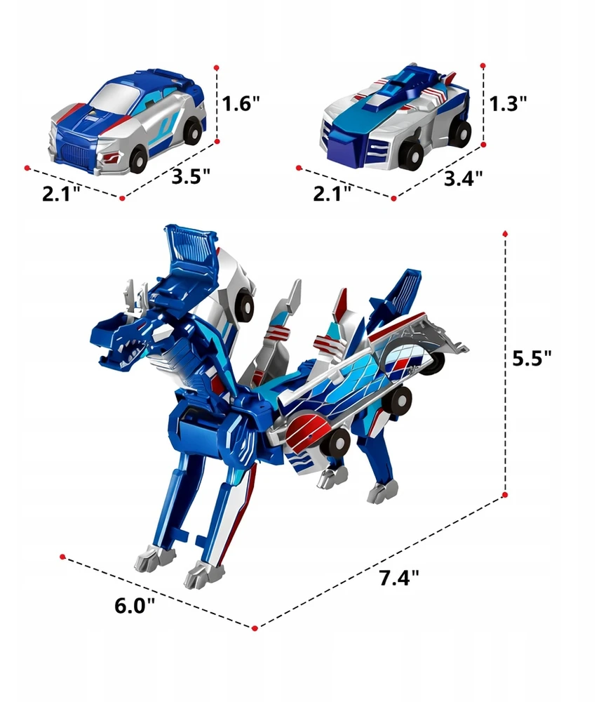 ŽAISLAI VAIKAMS MAGNETINIAI AUTOMOBILIAI ROBOTŲ FIGŪRŲ DOVANŲ RINKINYS 2in1 Mini