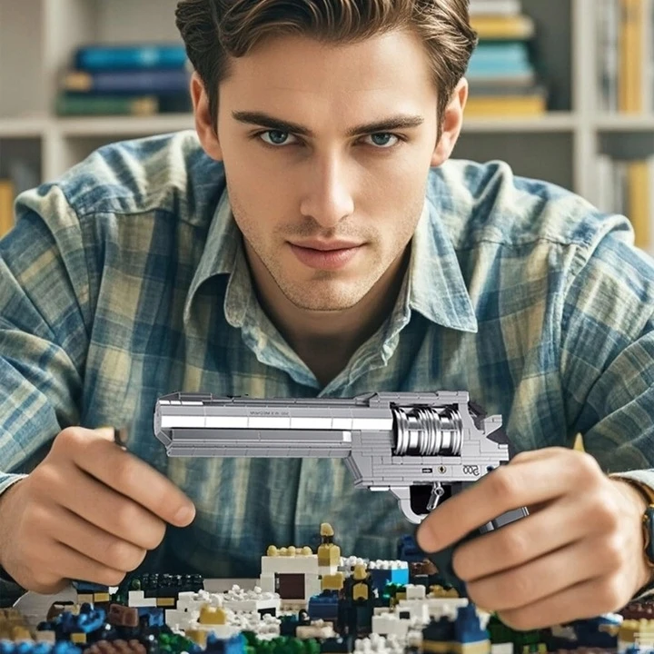 ŽAISLINIŲ PUNKTO BLOKŲ MODELIS 428 EL. BLOKAI GUN REVOLVER ŽAISLAI