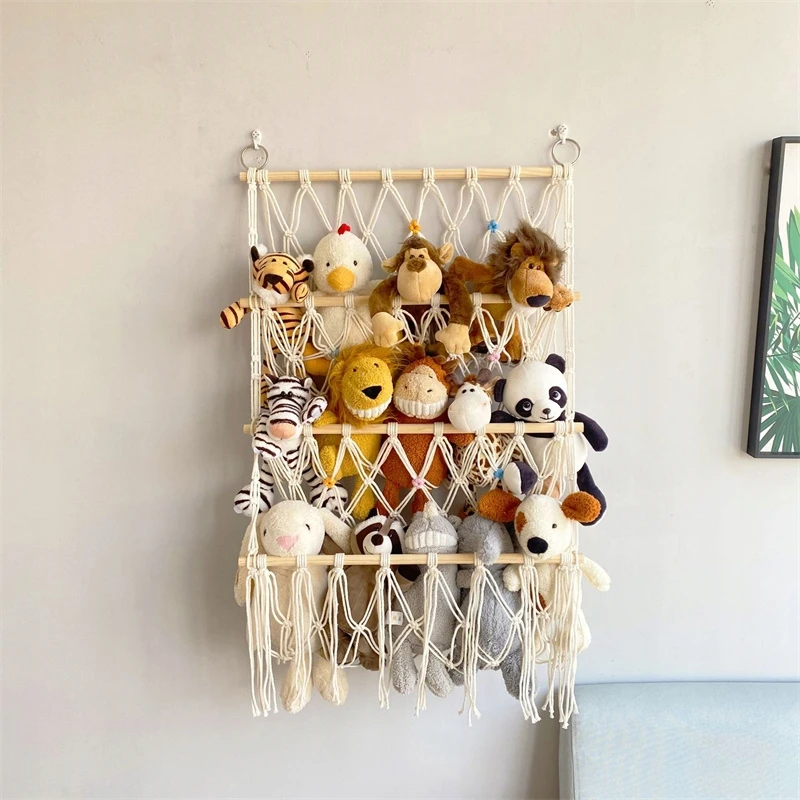 ŽAISLINIŲ TINKLŲ ORGANIZATORIAUS KABAMAS KREPŠIS TEDDY TOYS HAMMOCK BOHO KONTEINERUI