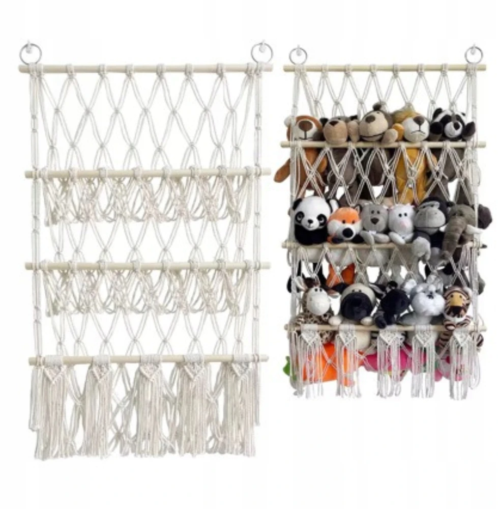 ŽAISLINIŲ TINKLŲ ORGANIZATORIAUS KABAMAS KREPŠIS TEDDY TOYS HAMMOCK BOHO KONTEINERUI