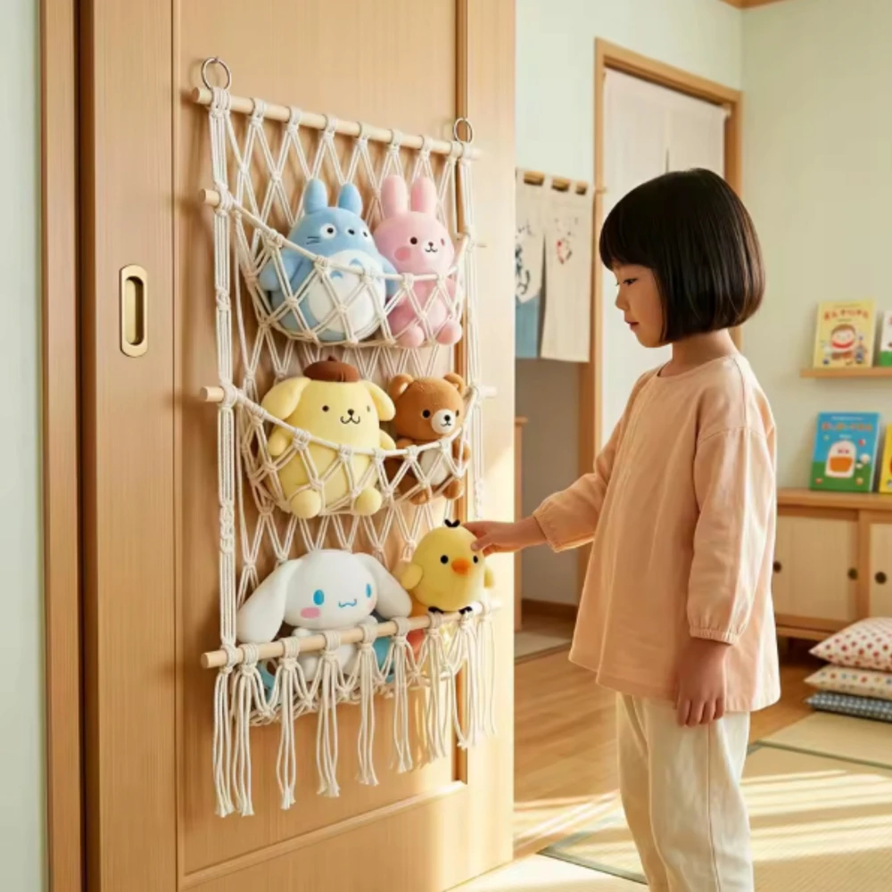 ŽAISLINIŲ TINKLŲ ORGANIZATORIAUS KABAMAS KREPŠIS TEDDY TOYS HAMMOCK BOHO KONTEINERUI