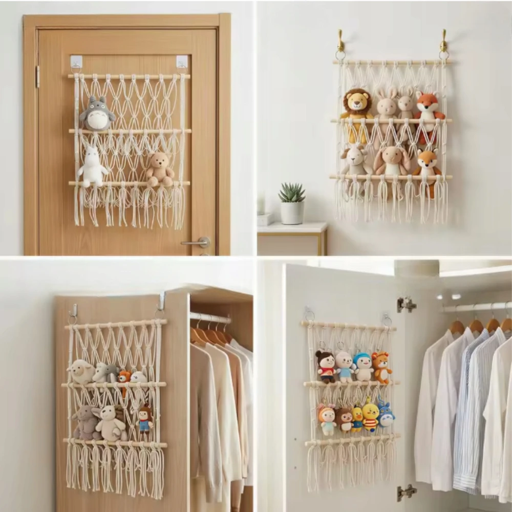 ŽAISLINIŲ TINKLŲ ORGANIZATORIAUS KABAMAS KREPŠIS TEDDY TOYS HAMMOCK BOHO KONTEINERUI