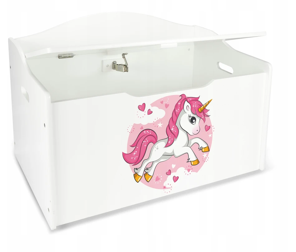 Žaislų dėžė Leomark Unicorn, balta 68x42x46 cm
