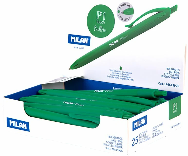 Žalias rašiklis Milan P1 Rubber Touch, automatinis
