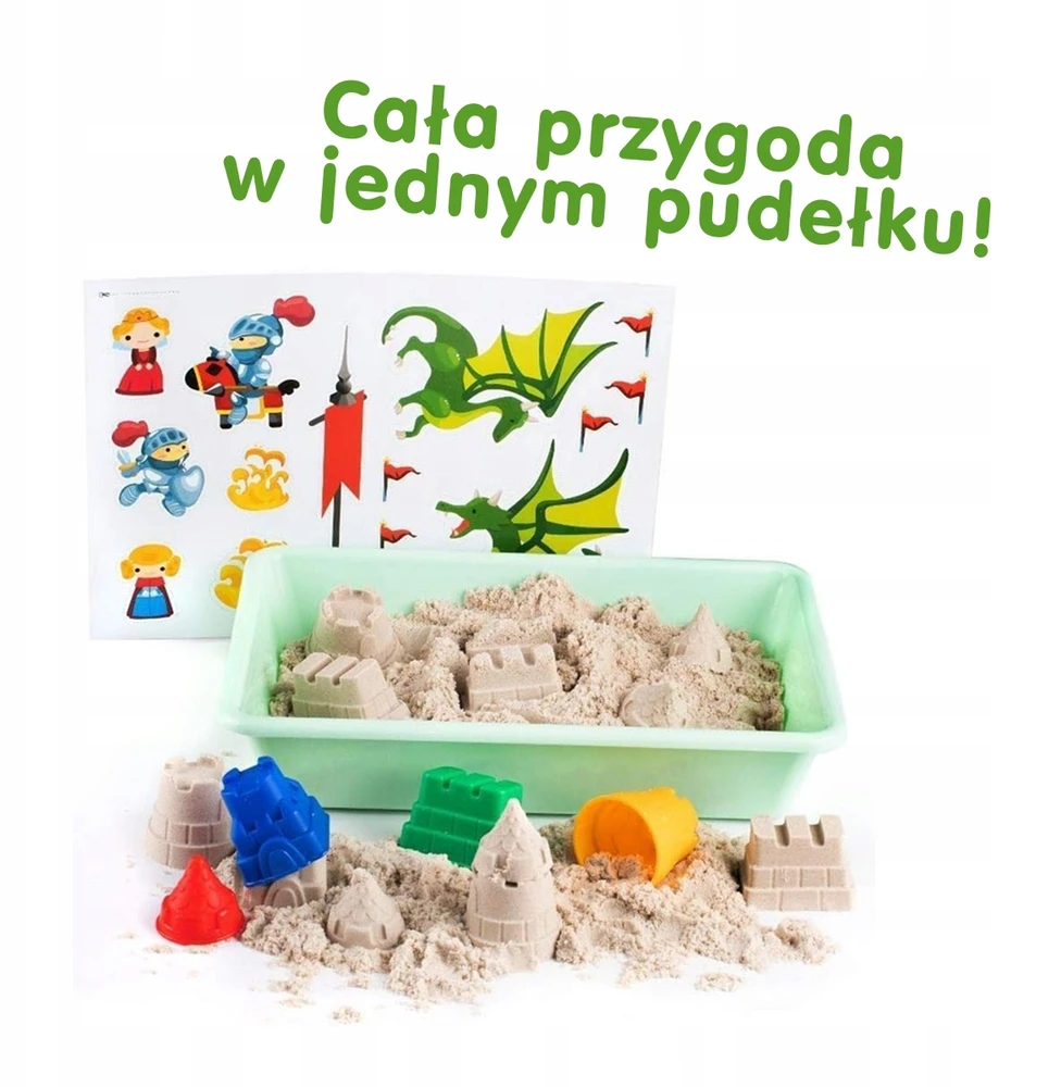 ZAMEK KINETIC SAND 1kg GENIO KIDS rinkinys + baseino ir smėlio formelės
