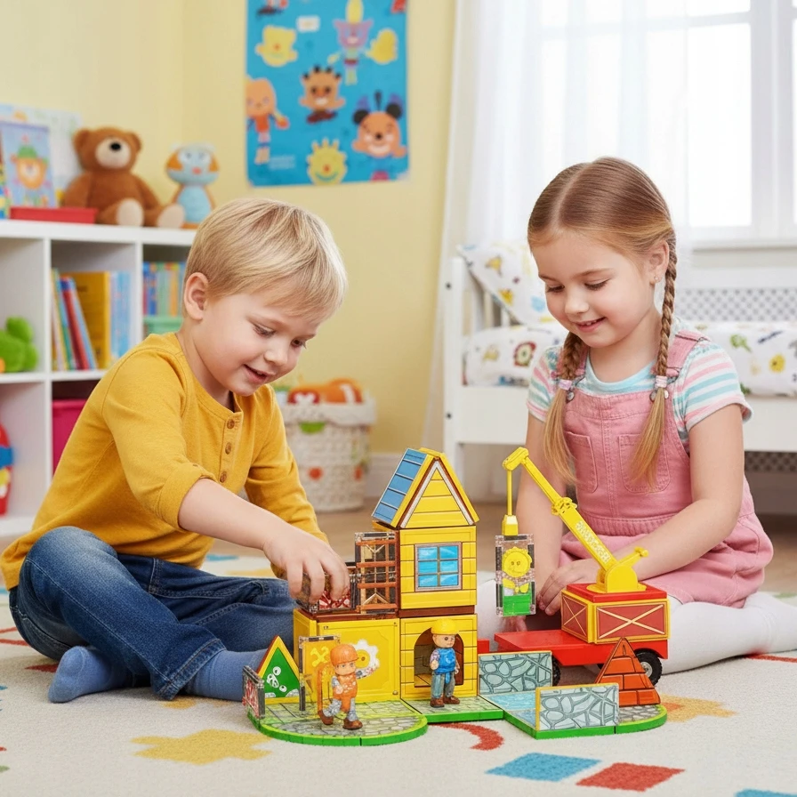 Zaxer MAGNETINIŲ KONSTRUKCIJŲ UGDYMO KLUKULIŲ RINKINYS 45 EL, DIDELIS 3D DOVANA