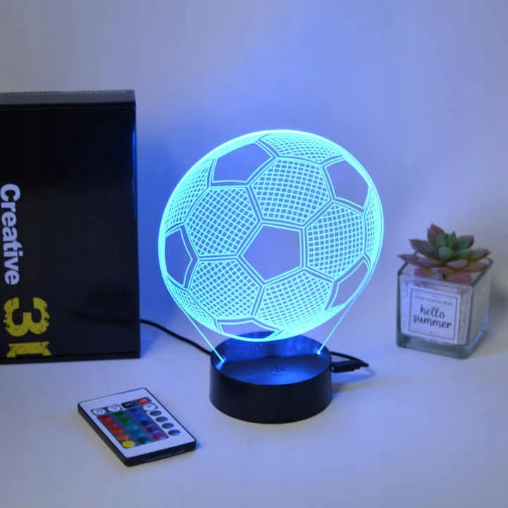 Zaxer Naktinė lempa LED PIŁKA NOŻNA PIŁKARZ BIURKOWA 3D DLA DZIECI RGB LED + Pultas