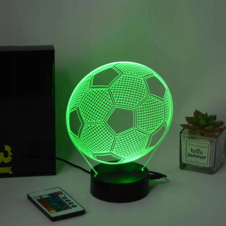 Zaxer Naktinė lempa LED PIŁKA NOŻNA PIŁKARZ BIURKOWA 3D DLA DZIECI RGB LED + Pultas