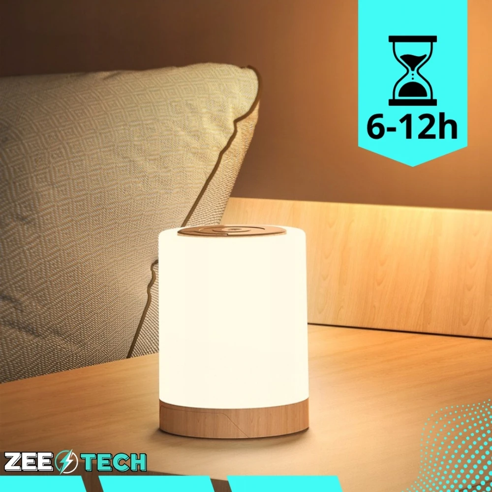 Zeetech Miegamojo naktinė lempa belaidė jutiklinė LED pritemdoma RGB šviesa