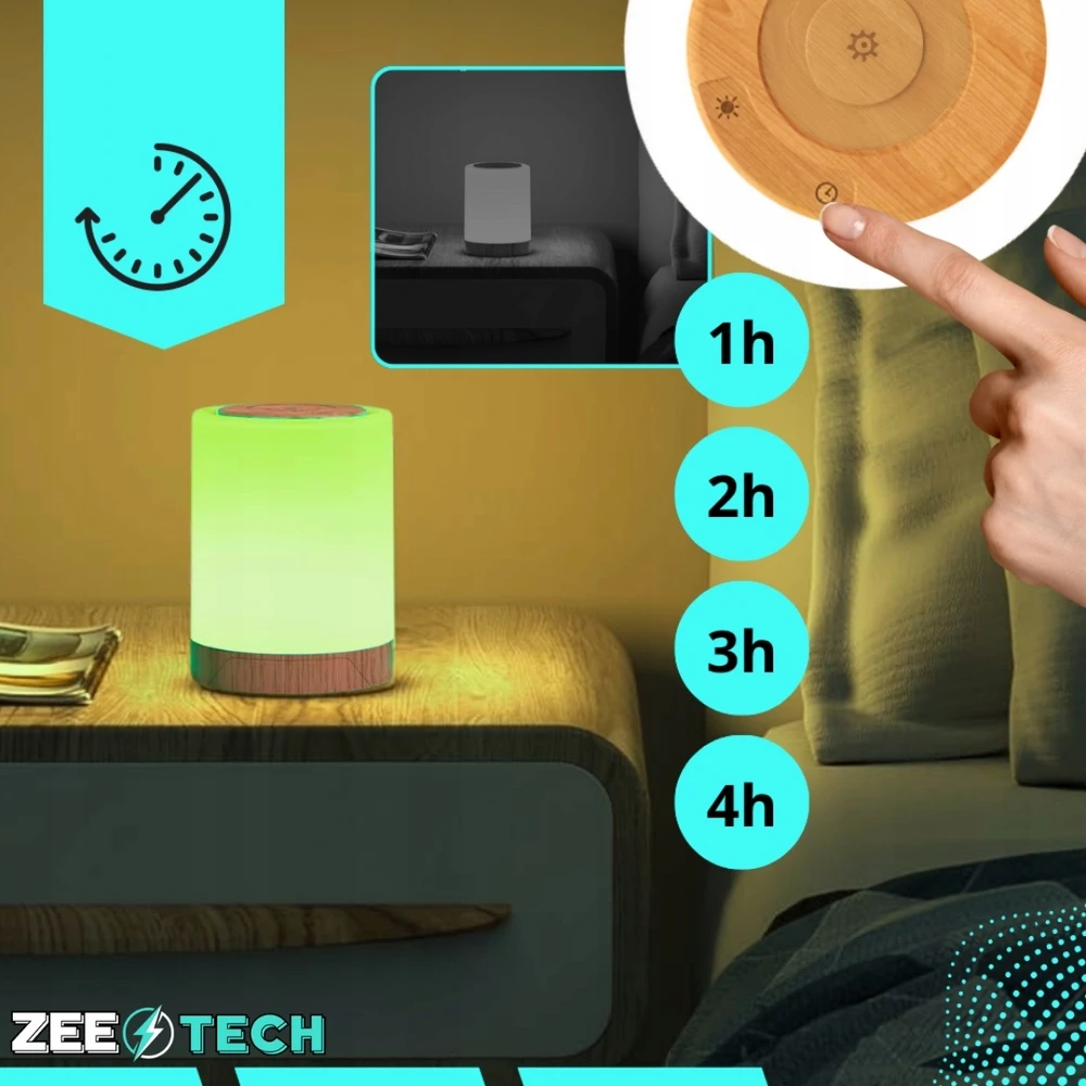 Zeetech Miegamojo naktinė lempa belaidė jutiklinė LED pritemdoma RGB šviesa