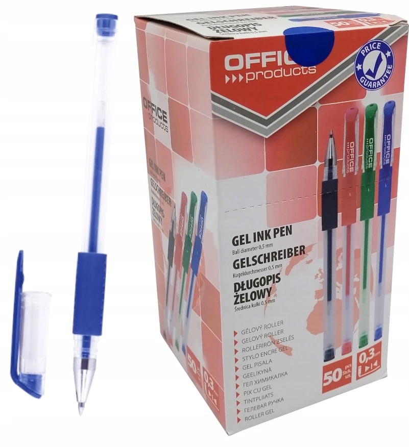 Želinis rašiklis Office Products, 0.5mm, mėlynas, 50 vnt.