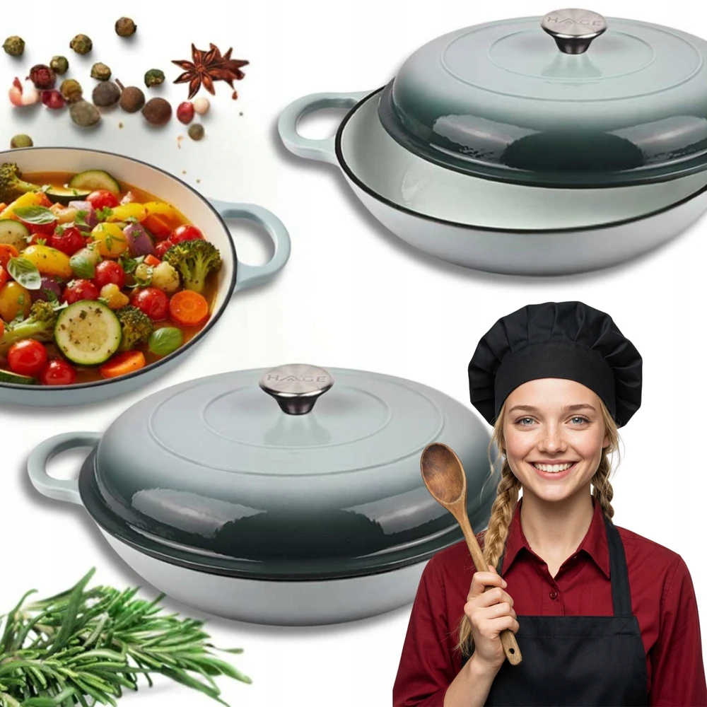 Žemai emaliuotas ketaus PUODAS dujų indukcijai HAGE 30 cm 3L jūros druska