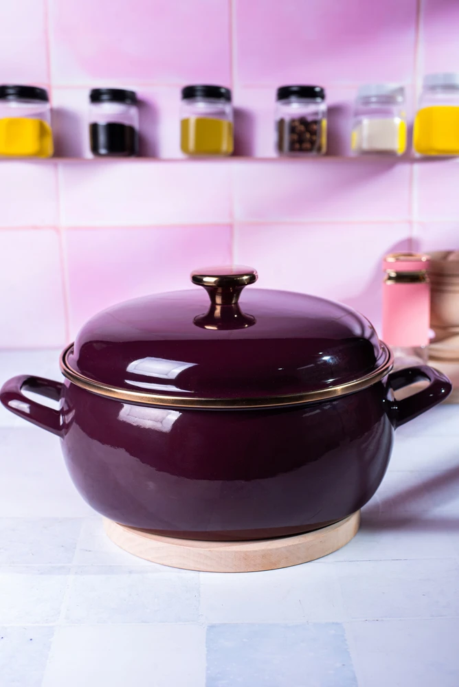 Mondex Žemai emaliuotas puodas su dangčiu, 24cm, 5L, Metalac dujų indukcija