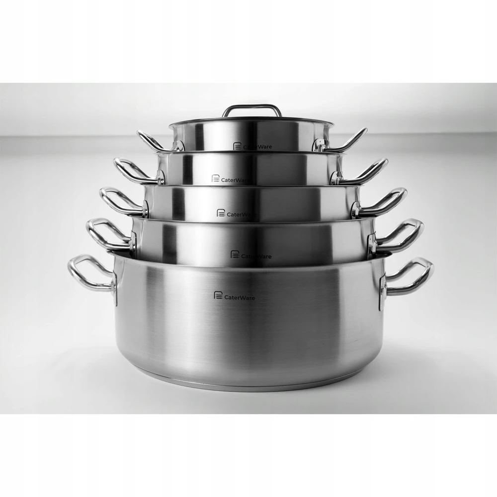 Žemas nerūdijančio plieno puodas 20 cm - CATERWARE