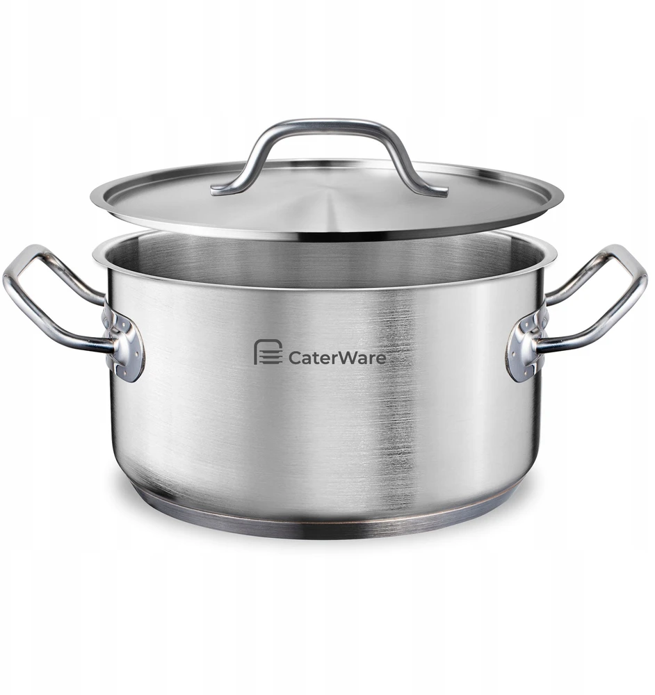 Žemas nerūdijančio plieno puodas 20 cm - CATERWARE