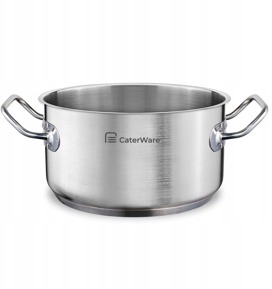 Žemas nerūdijančio plieno puodas 20 cm - CATERWARE