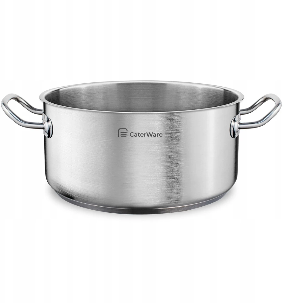 Žemas nerūdijančio plieno puodas 28 cm - CATERWARE