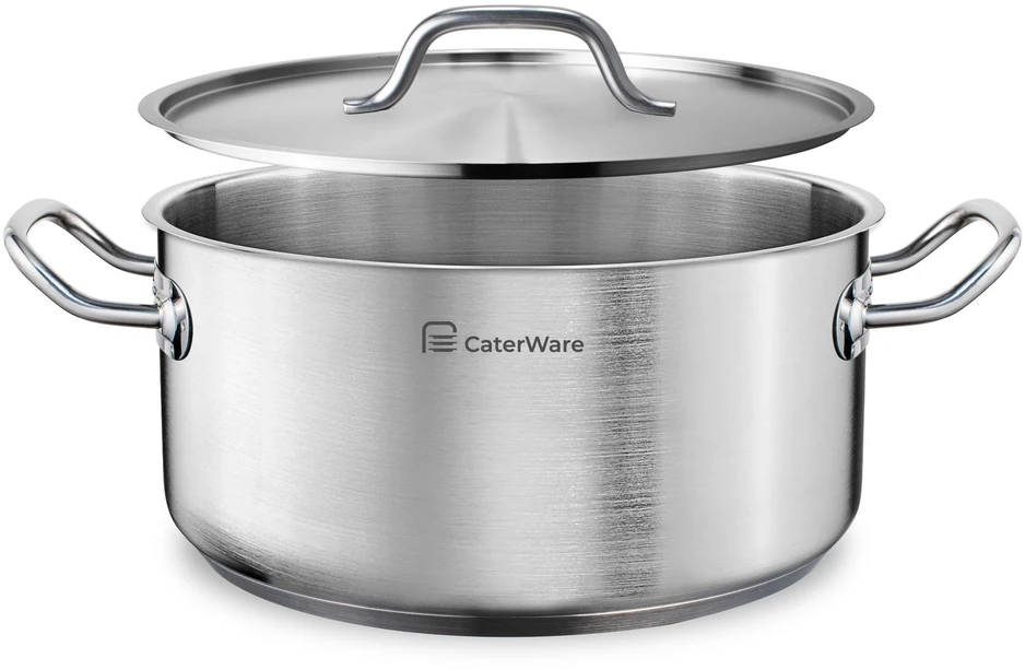Žemas nerūdijančio plieno puodas 28 cm - CATERWARE