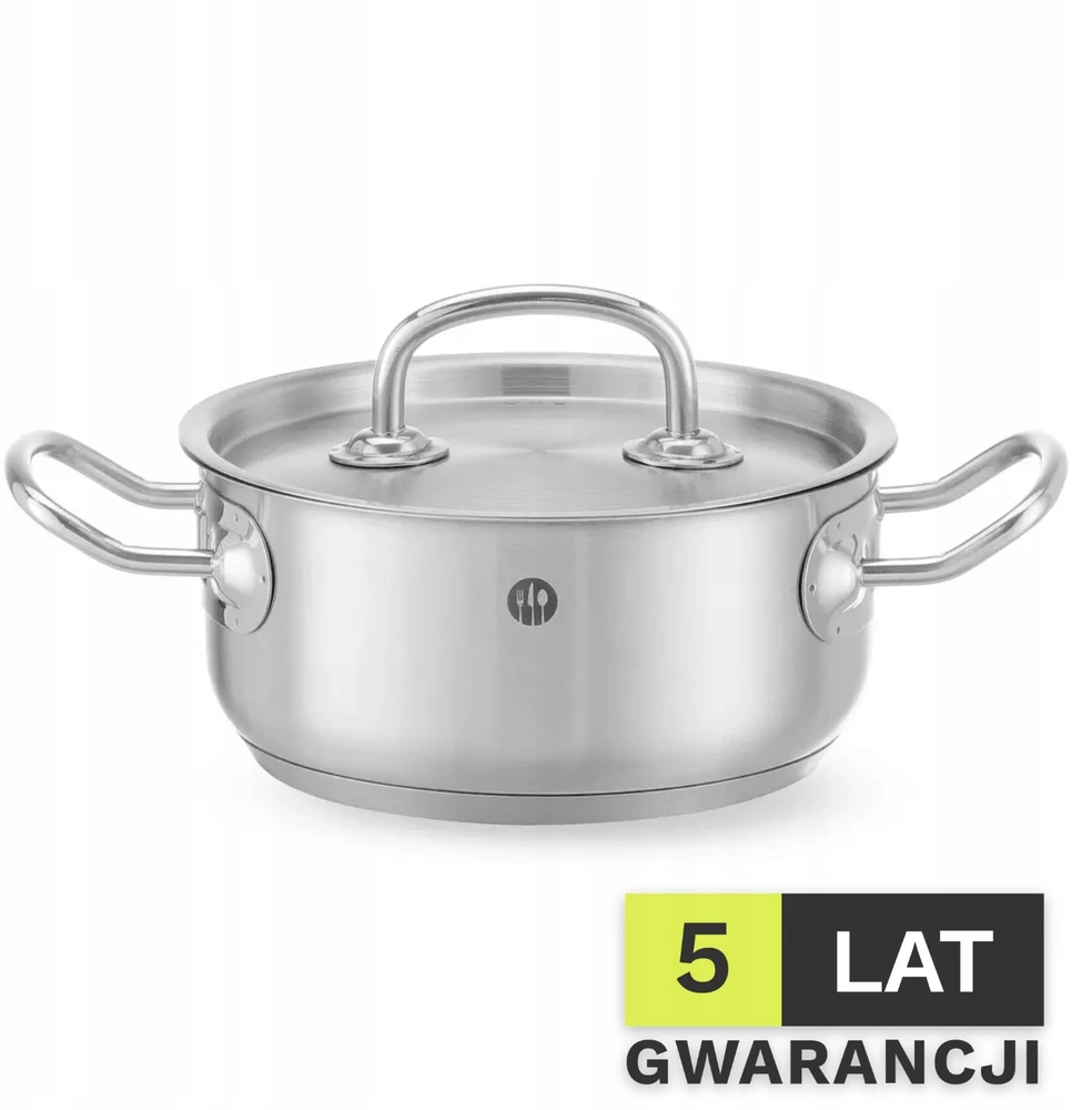 Žemas puodas su dangčiu Kitchen Line 1,5 l, Ø160x75 mm,Hendi, sidabro spalva