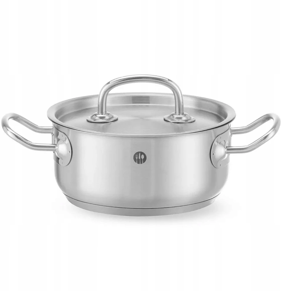 Žemas puodas su dangčiu Kitchen Line 1,5 l, Ø160x75 mm,Hendi, sidabro spalva