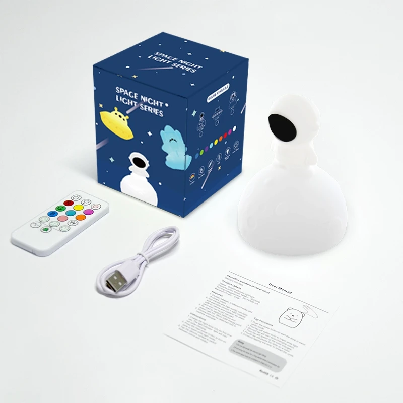 Zenwire Naktinė lempa DLA DZIECI ASTRONAUTA LED RGB Pultas DOTYKOWA DO SYPIALNI USB
