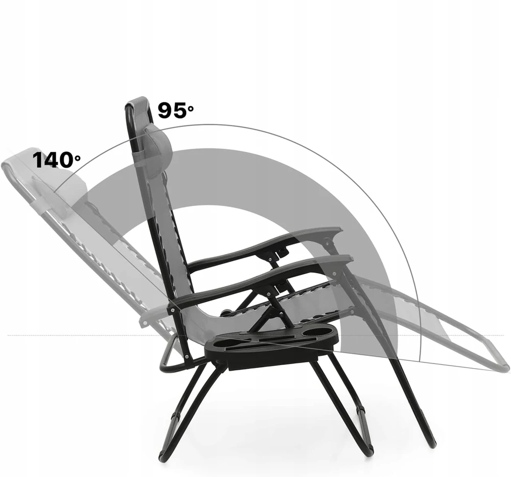 Matmay ZERO GRAVITY KĖDĖS KĖDĖ sulankstoma pilka + LENTYNA Reguliuojama Comfort XXL