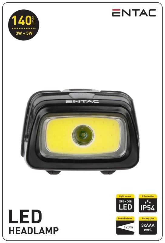 Žibintas ant galvos Entac 3W+5W, 3AAA