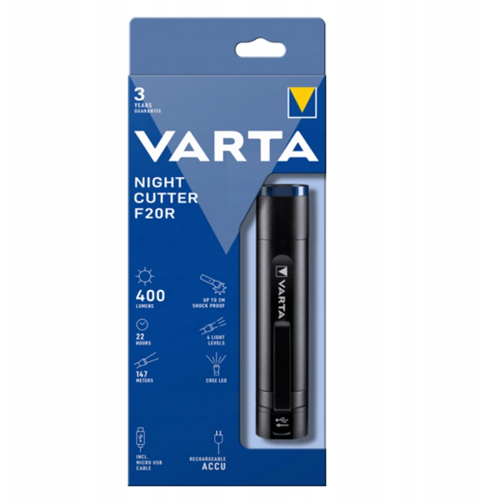 Varta Night Cutter F20R Rankinis žibintuvėlis Juoda LED