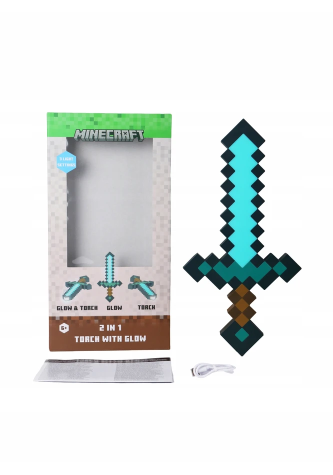 Žibintuvėlis / lampka nocna Minecraft Diamentowy Miecz 3D 40 cm Halantex