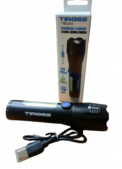 Žibintuvėlis Tiross Žibintuvėlis metalo sp. USB C 1200mAh TIROSS TS-2254
