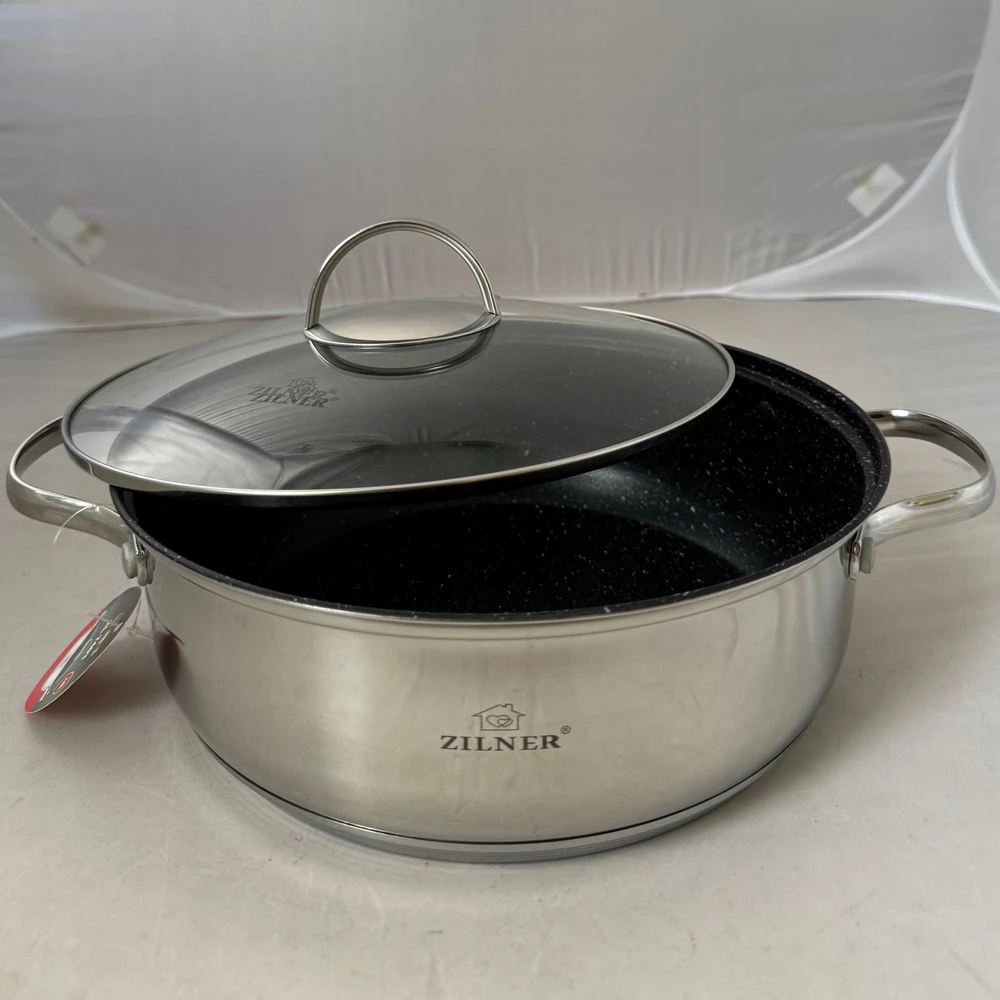 Zilner PRAKTIŠKA ŽEMA LOŠTE 24cm 3,8L SU NELIPAMI DANGA DUJŲ INDUKCIJA