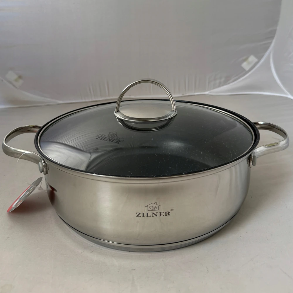 Zilner PRAKTIŠKA ŽEMA LOŠTE 24cm 3,8L SU NELIPAMI DANGA DUJŲ INDUKCIJA