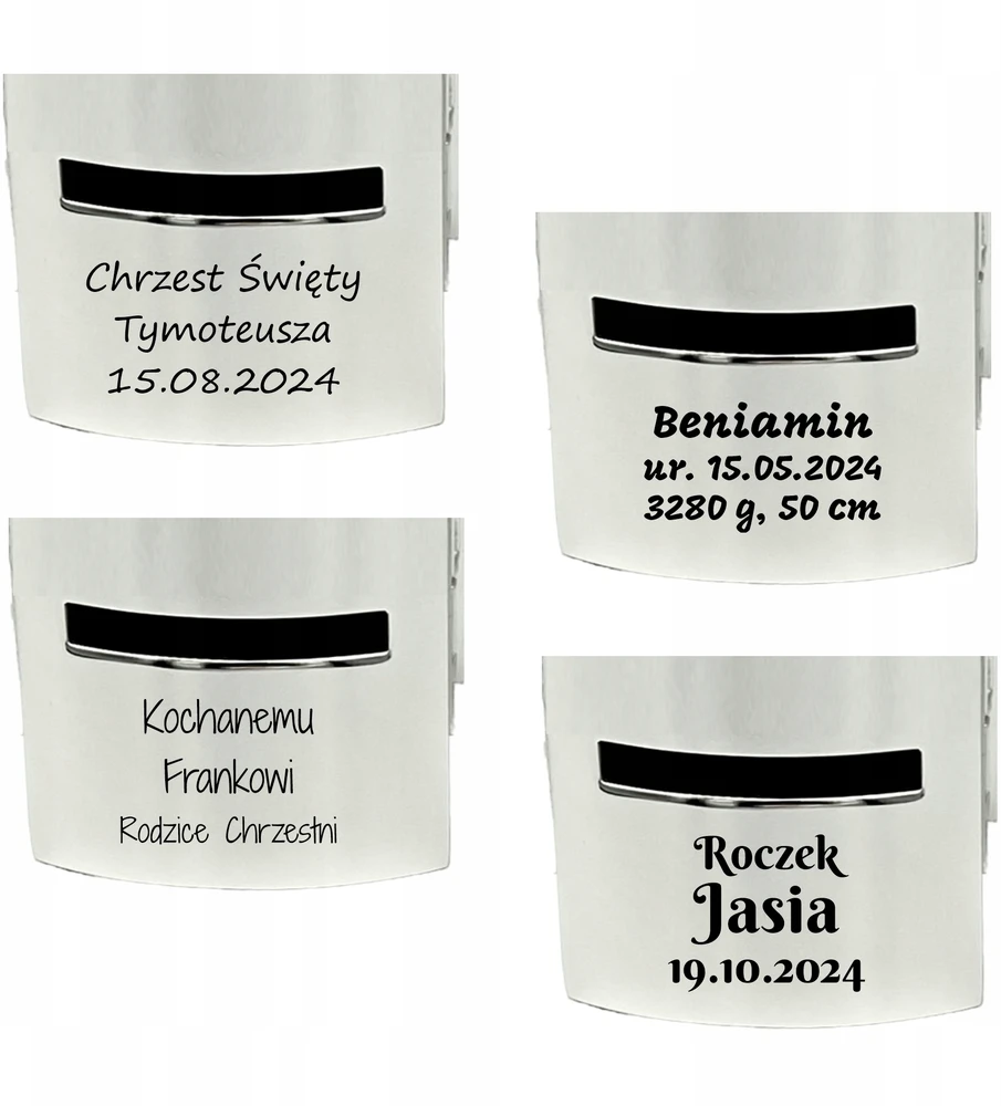 Zilverstad Skarbonka Lokomotywa Grawer Prezent na Chrzest Święty na Roczek